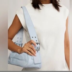 Free People Light Blue Leather Shoulder Bag